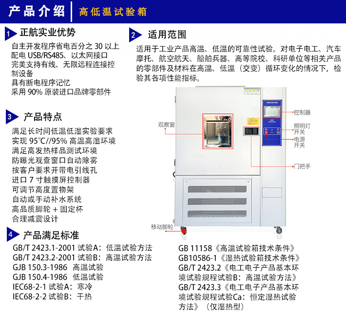 高低溫交變循環(huán)試驗箱可滿足以下測試標準